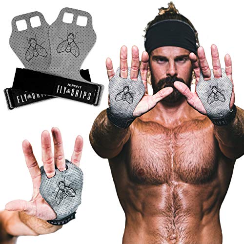 JerkFit Fly Grips Guantes 100% Veganos Ligeros con Ultra Agarre de Mano para Levantamiento de Pesas, Levantamiento de Pesas, dominadas, WOD, Gimnasia y Crossfit