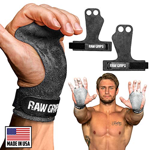 JerkFit Raw Grips, 2 Dedos de Cuero Gimnasia agarres con Protección Completa de la Palma de la Mano (XL)