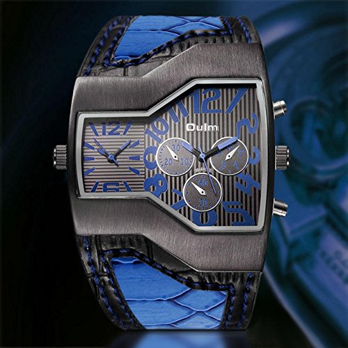 JewelryWe Reloj Militar y Deportivo con Doble Mecanismo de Cuarzo Correa de Cuero para Hombre con subdiales Decorativos, Regalos San Valentín para Hombre, Regalos Dia del Padre