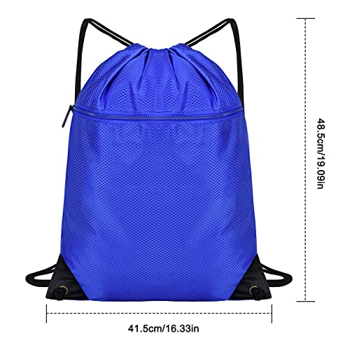 Jinlaili Bolsa de Deporte Impermeable, Mochilas de Cuerdas, Saco de Deporte, Mochila Deportiva de Tela Oxford, Bolsa De Cuerdas, Saco de Gimnasio, Grande Bolso de Gimnasia para Hombre Mujer(Azul)