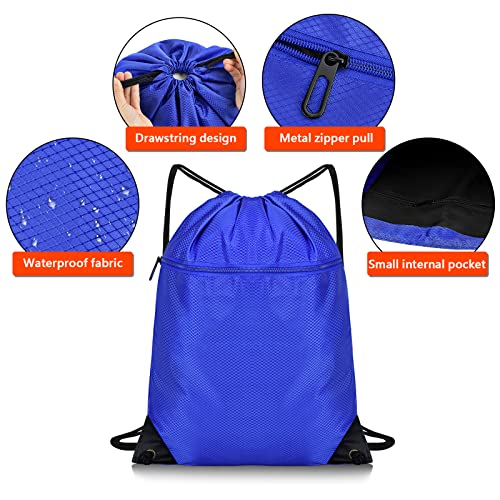 Jinlaili Bolsa de Deporte Impermeable, Mochilas de Cuerdas, Saco de Deporte, Mochila Deportiva de Tela Oxford, Bolsa De Cuerdas, Saco de Gimnasio, Grande Bolso de Gimnasia para Hombre Mujer(Azul)