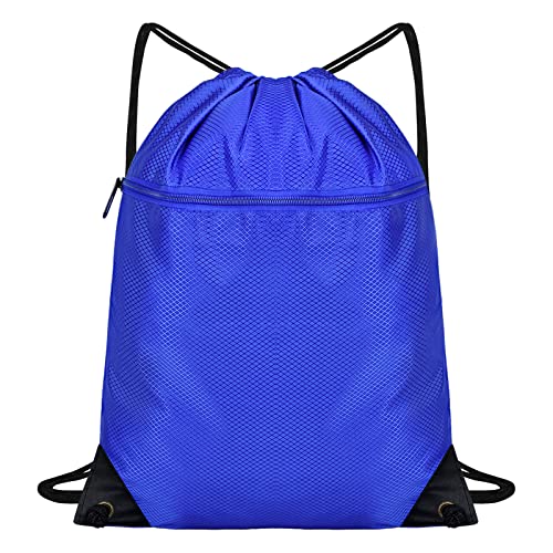 Jinlaili Bolsa de Deporte Impermeable, Mochilas de Cuerdas, Saco de Deporte, Mochila Deportiva de Tela Oxford, Bolsa De Cuerdas, Saco de Gimnasio, Grande Bolso de Gimnasia para Hombre Mujer(Azul)