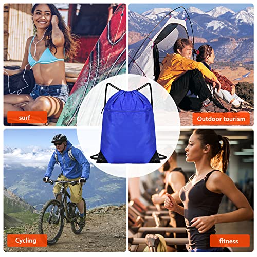 Jinlaili Bolsa de Deporte Impermeable, Mochilas de Cuerdas, Saco de Deporte, Mochila Deportiva de Tela Oxford, Bolsa De Cuerdas, Saco de Gimnasio, Grande Bolso de Gimnasia para Hombre Mujer(Azul)