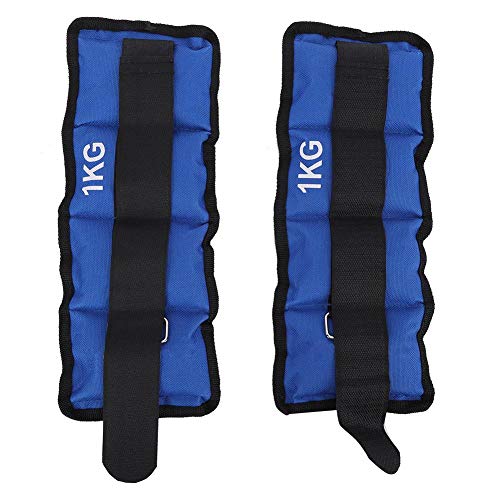 JJ. Accessory Bolsa de arena de 1 kg 2 piezas de la pierna del tobillo de la muñeca del bolso de arena de la correa de entrenamiento de fuerza para el gimnasio Fitness Yoga Running(azul)