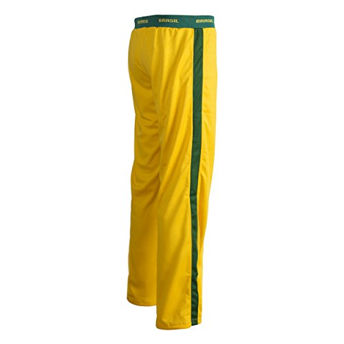 JL Sport Unisex Bandera del Brasil Verde Amarillo Capoeira para Niños Jóvenes De Artes Marciales Elásticos Pantalones De Los Deportes De Los Pantalones - 13-14