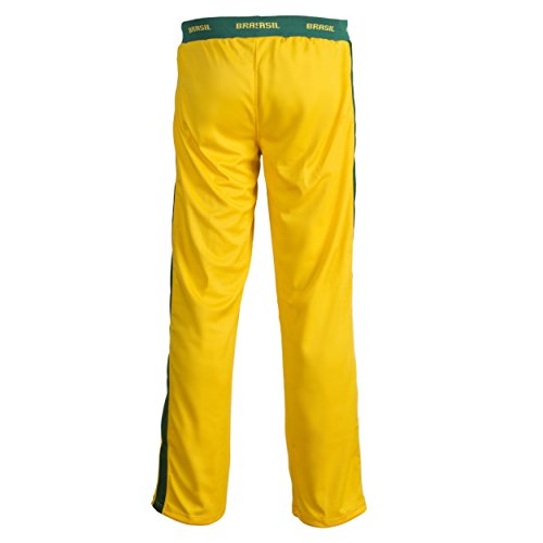 JL Sport Unisex Bandera del Brasil Verde Amarillo Capoeira para Niños Jóvenes De Artes Marciales Elásticos Pantalones De Los Deportes De Los Pantalones - 13-14