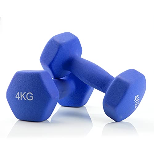 Jocca - Set de 2 Mancuernas de 4kg | Pesas y Mancuernas de Neopreno | Gimnasio en casa | Fitness en casa | Fuerza, tonificación y pérdida de grasa