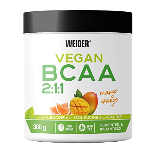 JOE WEIDER VICTORY Vegan BCAA 2:1:1 Mango-Naranja 100% vegano. 300 Gr. 8,7g de BCAA por dosis. Sin grasas, sin azúcares