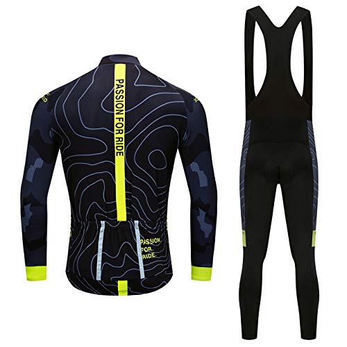 JOGVELO Maillot Ciclismo, Ropa Ciclismo Conjunto Hombre Jersey + Culotes Ciclismo Invierno Vellón Térmico Reflectante, L