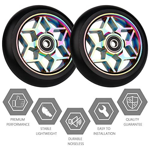 Jooheli 2Pcs Ruedas de Scooter Freestyle,Ruedas de Repuesto Para Scooter de 24 mm x 110 mm con Rodamientos ABEC 11 para Pro Stunt Freestyle Kick Scooter Patinete (colorido)