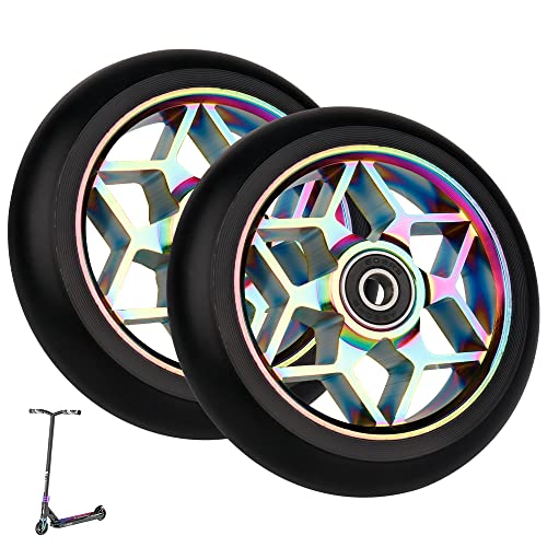 Jooheli 2Pcs Ruedas de Scooter Freestyle,Ruedas de Repuesto Para Scooter de 24 mm x 110 mm con Rodamientos ABEC 11 para Pro Stunt Freestyle Kick Scooter Patinete (colorido)