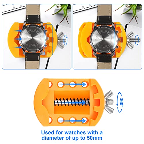 JOREST Herramienta Cambiar Pilas Reloj, Herramienta Abrir Relojes se utiliza para la tapa del reloj que se abre girando, Soporte de caja de reloj, Pinzas, manual de usuario