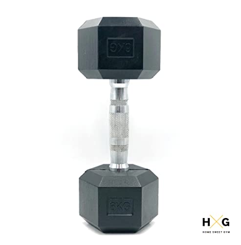 JOWY Mancuernas hexagonales de 6kg ergonómica con empuñadura de Cromo y Revestimiento de Caucho Que Evita daños en el Suelo. Tu casa es tu Gimnasio. 2 Unidades.