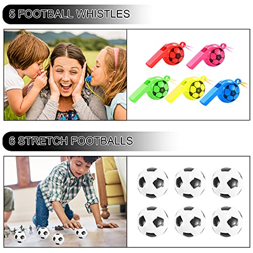 JOYUE 38PCS Fútbol Regalo de Fiesta, Estirar el Fútbol Pulsera de Silicona Llavero Silbato Tatuajes Temporale Pulseras Bofetadas Relleno de Piñata, Niños Regalo de Cumpleaños