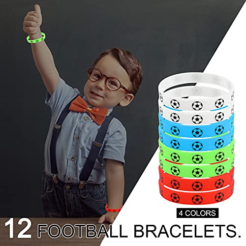 JOYUE 38PCS Fútbol Regalo de Fiesta, Estirar el Fútbol Pulsera de Silicona Llavero Silbato Tatuajes Temporale Pulseras Bofetadas Relleno de Piñata, Niños Regalo de Cumpleaños