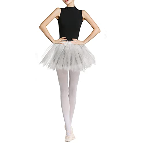 JQMAO Falda de Tutú para, Disfraces de Carnaval de Mujer Sexy, Falda de Tul Tutu para Fiesta (White)