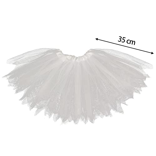 JQMAO Falda de Tutú para, Disfraces de Carnaval de Mujer Sexy, Falda de Tul Tutu para Fiesta (White)