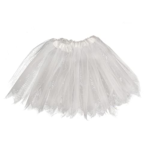 JQMAO Falda de Tutú para, Disfraces de Carnaval de Mujer Sexy, Falda de Tul Tutu para Fiesta (White)