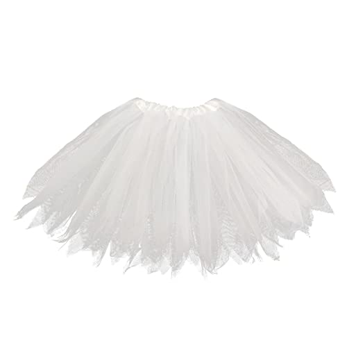 JQMAO Falda de Tutú para, Disfraces de Carnaval de Mujer Sexy, Falda de Tul Tutu para Fiesta (White)