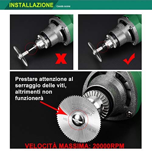 JTENG 42pcs Hoja de sierra circular, Mini Disco Corte Diamante & Mini Hoja de Sierra Circular HSS & Mini Disco de Corte de Resina （3mm Mandril）para Cortar Madera Piedra Metal