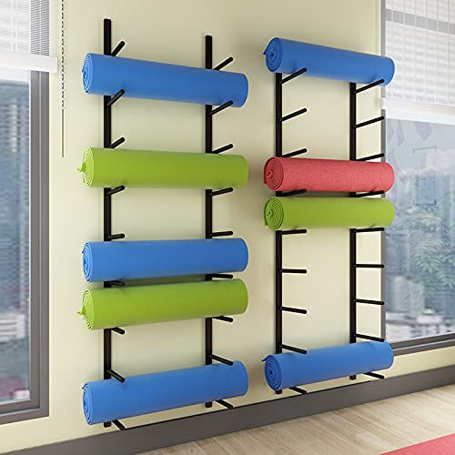 JTYX Soporte para Esterilla de Yoga Metal Estante de Almacenamiento para Esterillas de Yoga Montadas en Pared, Gran Capacidad Baño Porta Toalla, Estante Organizador Rodillos Espuma