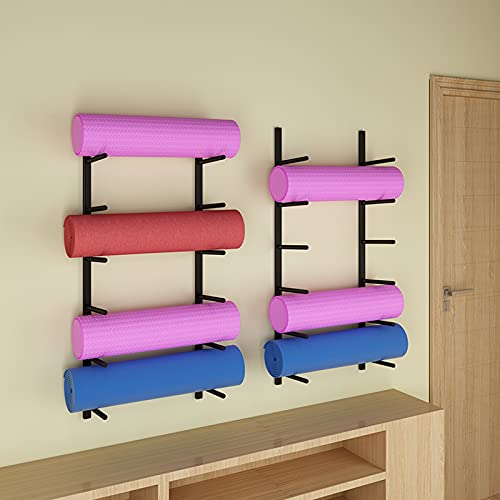 JTYX Soporte para Esterilla de Yoga Metal Estante de Almacenamiento para Esterillas de Yoga Montadas en Pared, Gran Capacidad Baño Porta Toalla, Estante Organizador Rodillos Espuma