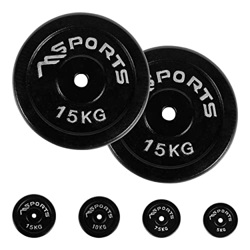 Juego de 2 discos para mancuernas, agujero diámetro 30 mm Calidad de gimnasio, hierro fundido, revestimiento de goma, 5-20 kg, Pesas