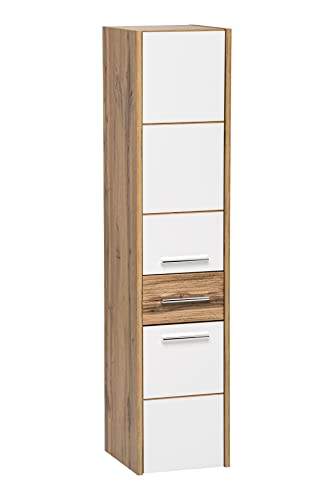 Juego de Muebles de baño Ibiza White, Conjunto de Muebles de baño, Lavabo Incluido, Color Blanco/Roble, Muebles de baño Colgantes