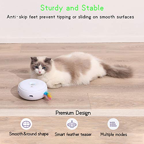 Juguetes para Gatos Automatico con 2 Plumas Desmontables Cat Toys 3 Modos Juegos para Gatos Interactivos Mantén ágil Satisface el Instinto de Caza Agrega Diversión