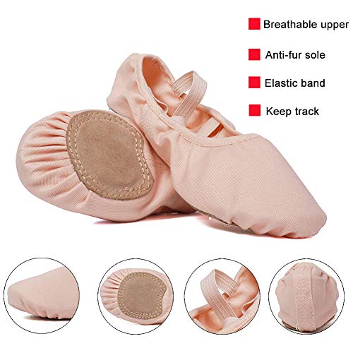 JUODVMP Zapatos de Ballet Zapatillas de Ballet de Danza Baile para Niña,Modelo TJBL,Rosado,23 EU