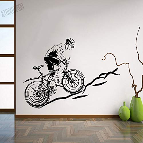 JXGG Calcomanía de Pared de Vinilo para Bicicleta Sala de Estar Bicicleta de Carrera Ciclismo Sala de Adolescentes Pegatinas de Pared Vinilo Ciclista Deportivo Mural de Pared para Gimnasio 42x57 cm