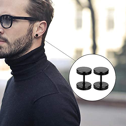 JZZJ 8 Pack Mujer Niña Hombre Aro Pequeño Pendientes in Plata Antialergicos Acero Inoxidable Piercing Negro-Tone Plata-（Negro）