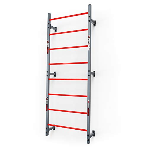 K-Sport: Barras de pared con 8 peldaños, muro de escalada para montaje en pared, muro de peldaño para interiores y exteriores, estación de fuerza para un entrenamiento muscular eficaz, para el hogar