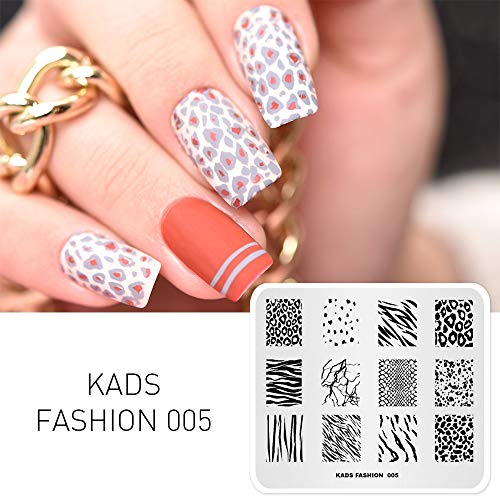 KADS Nail Art Stamping de moda Plantilla Uñas Decoración Pegatinas Imagen de Bricolaje Manicura Estampado Placa Herramientas de la Plantilla (FASHION 005)