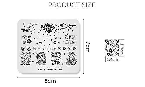 KADS Plantilla de Estampado de Uñas Estilo de Chino Flor Uñas Plantilla Manicura Herramiento de Decoración de uñas(CN009)