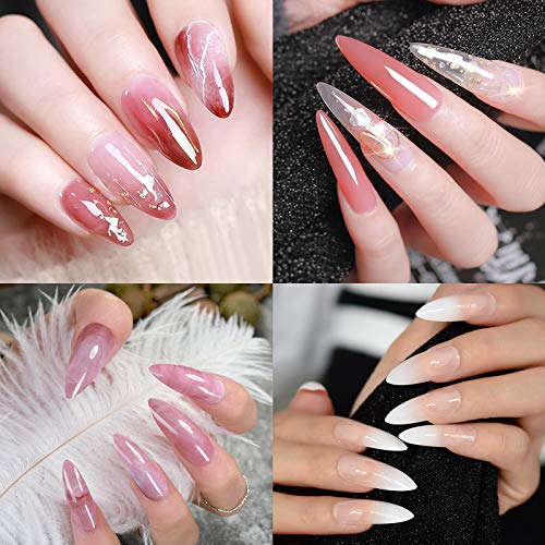 Kalolary 120PCS Nail Dual Forms Stiletto Shape Kits de moldes para uñas con 10PCS Transparente Extensión de dedo Clip Abrazadera Extensión UV LED Builder DIY Manicura para gel polivinílico