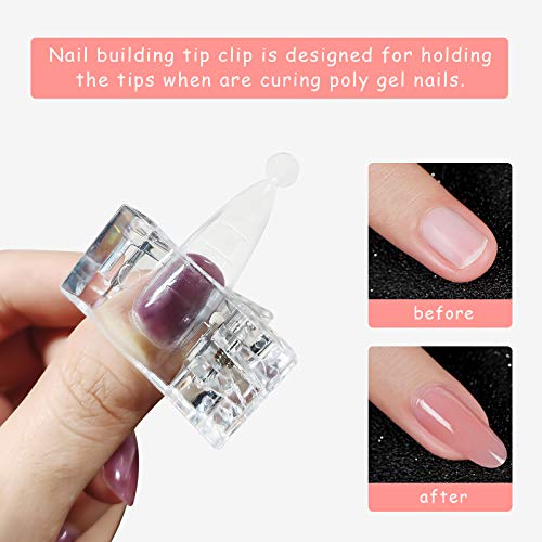 Kalolary 120PCS Nail Dual Forms Stiletto Shape Kits de moldes para uñas con 10PCS Transparente Extensión de dedo Clip Abrazadera Extensión UV LED Builder DIY Manicura para gel polivinílico