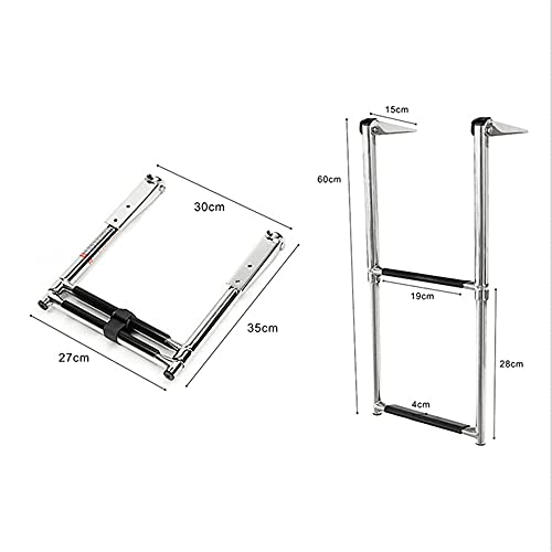 KAOLALI Escalera Telescópica para Barco Yate, Escalera de Barco Plegable de Acero Inoxidable(2 Escalones)