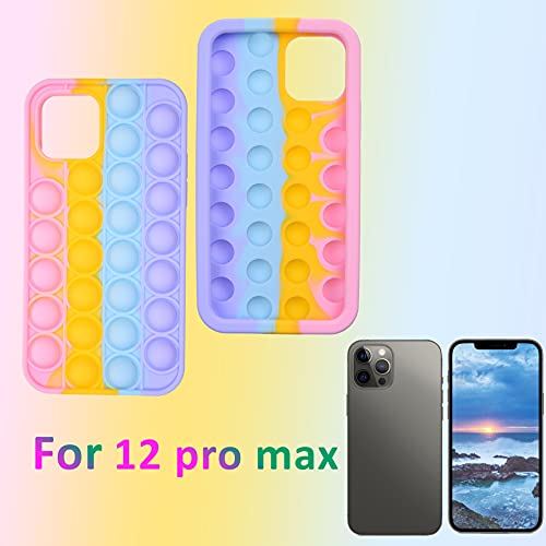 Kare & Kind 1x Carcasa de Móvil de Silicona con Burbuja Tronable Fidget Sensorial Compatible con iPhone 12 Pro Max - Carcasa Protectora con Herramienta Antiansiedad - Accesorio Protector