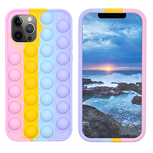 Kare & Kind 1x Carcasa de Móvil de Silicona con Burbuja Tronable Fidget Sensorial Compatible con iPhone 12 Pro Max - Carcasa Protectora con Herramienta Antiansiedad - Accesorio Protector