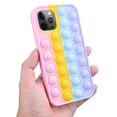 Kare & Kind 1x Carcasa de Móvil de Silicona con Burbuja Tronable Fidget Sensorial Compatible con iPhone 12 Pro Max - Carcasa Protectora con Herramienta Antiansiedad - Accesorio Protector