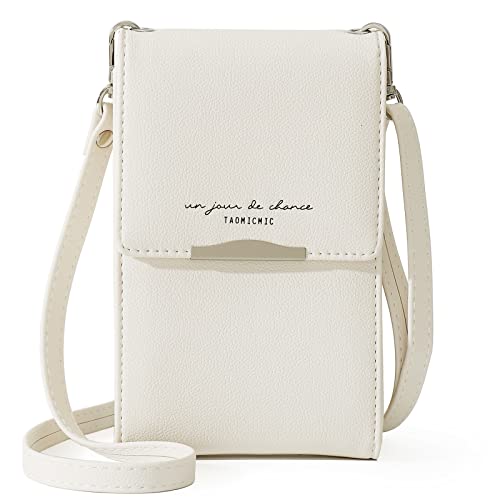 Katech Bolso de mano para mujer pequeño, bolso de ciudad, bolso de hombro, multifuncional, con muchos compartimentos y compartimentos para tarjetas, Blanco, 11 x 4 x 17.5 cm ( L*B*H )