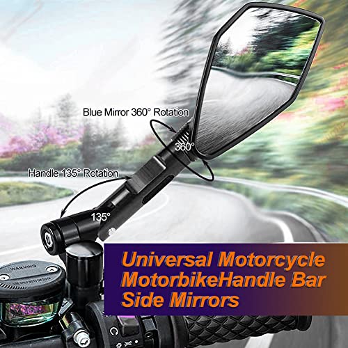 KATUR Espejos retrovisores en el Manillar de la Motocicleta Espejo retrovisor Espejos Negros para Motocicletas 8MM 10MM Pernos roscados en Sentido horario Soportes para S uzuki H Onda V ictory