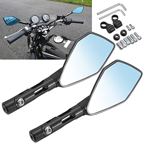 KATUR Espejos retrovisores en el Manillar de la Motocicleta Espejo retrovisor Espejos Negros para Motocicletas 8MM 10MM Pernos roscados en Sentido horario Soportes para S uzuki H Onda V ictory