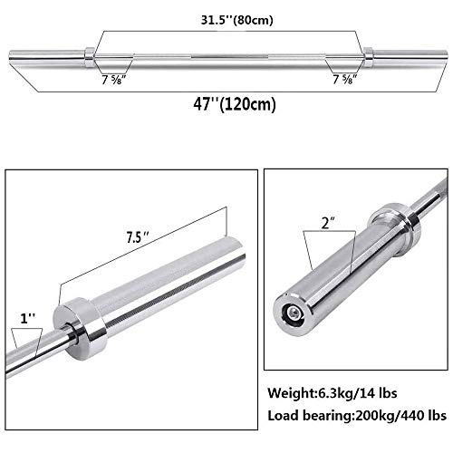 KDLK Barra de Barbell, Barra de Barra Antideslizante Olimpia con Superficie de Agarre moleteada, Barras de Barbell Barra para la Fuerza y ​​Entrenamiento del núcleo 1.2/1.5m Ø 50mm (Size : 120cm)