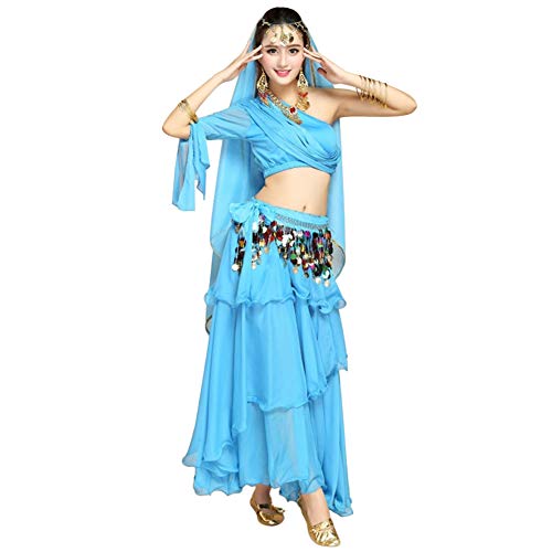 keephen Mujer Danza India Conjunto de Vestuario - Halloween Carnaval Danza del Vientre Rendimiento Etapa Profesional Outfits