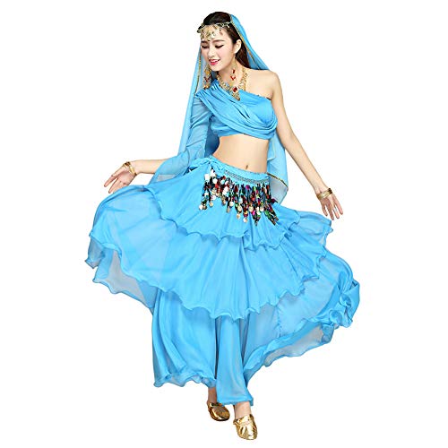 keephen Mujer Danza India Conjunto de Vestuario - Halloween Carnaval Danza del Vientre Rendimiento Etapa Profesional Outfits