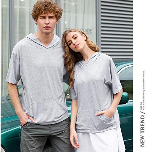 KENAIJING Camiseta, Camiseta con Capucha Deportiva Casual para Hombre y Mujer (Gris, 3XL)