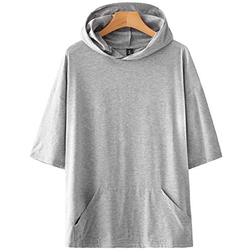 KENAIJING Camiseta, Camiseta con Capucha Deportiva Casual para Hombre y Mujer (Gris, 3XL)