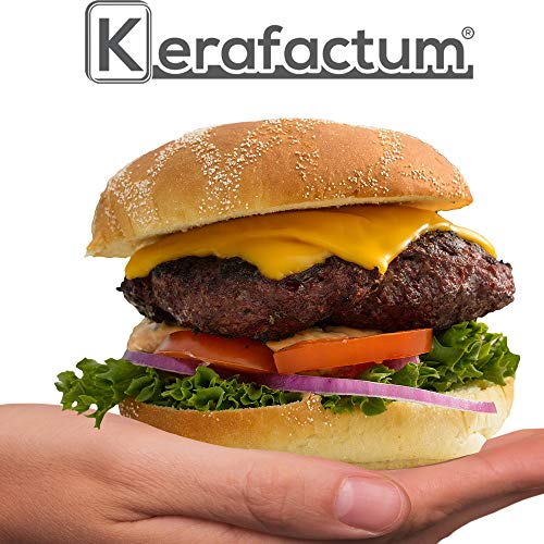 Kerafactum Cubierta para hamburguesas de acero inoxidable, mango redondo, color negro